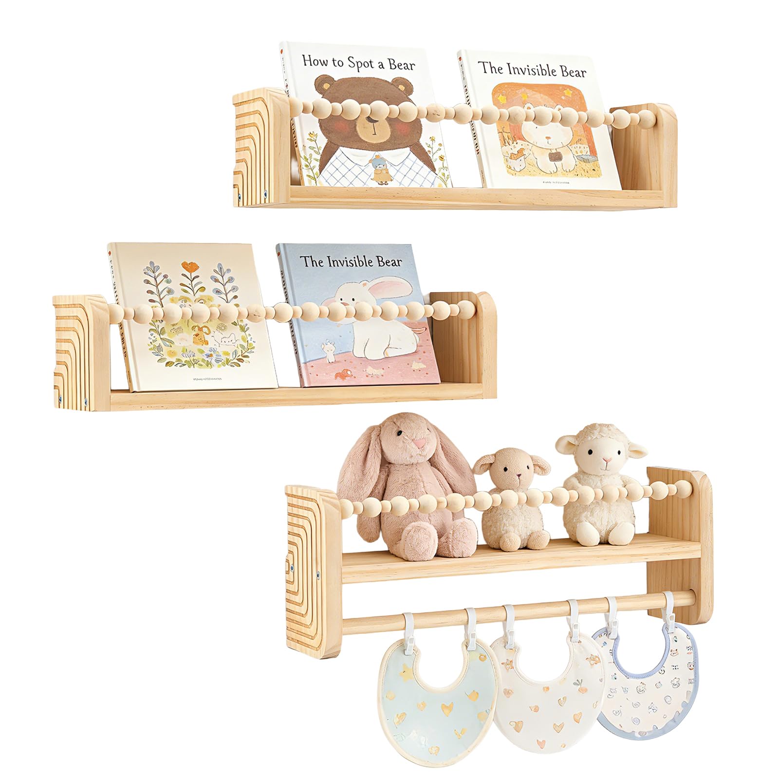 étagère murale enfant bois lot de 3