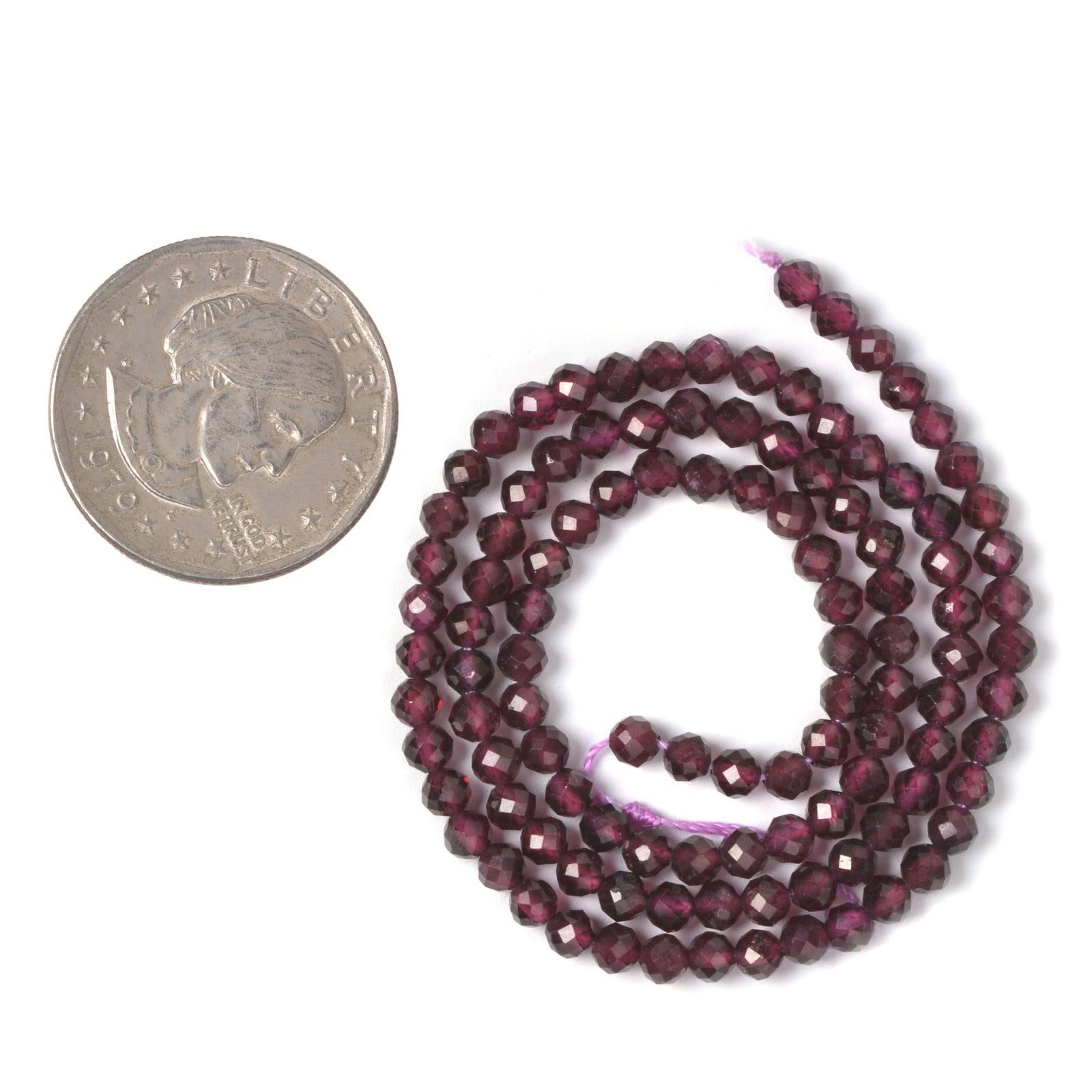 Natürlicher Granat, 4 mm, facettierte, runde Perlen, lose Perlen, 40,6 cm, für Schmuckherstellung