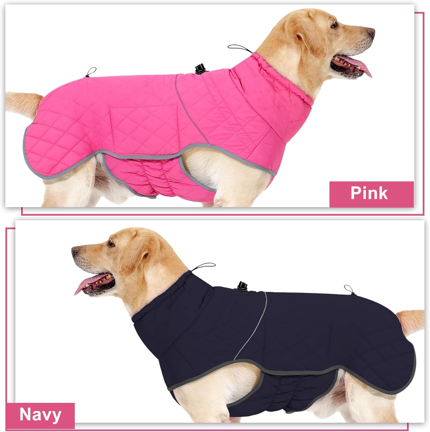 Dog Winter Coat with Harness, Reflective Windproof&Waterproof Fleece Jacket for Cold Weather, Dog Pullover Jumpsuit Snowsuit for Small Medium Large Dogs, Navy 3XL