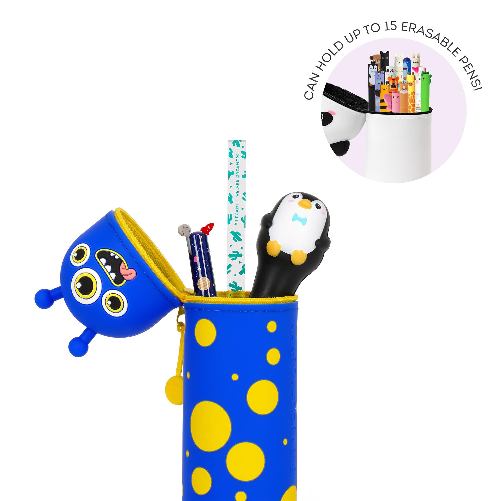 DGTSYAL Kawaii Astuccio Scuola 2 in 1 in Morbido Silicone, Portapenne da Tavolo, Chiusura con Cerniera, Penne Pastelli Pennarelli, Astuccio Portapenne Animali Dolci Gatti, per scuola, uffici