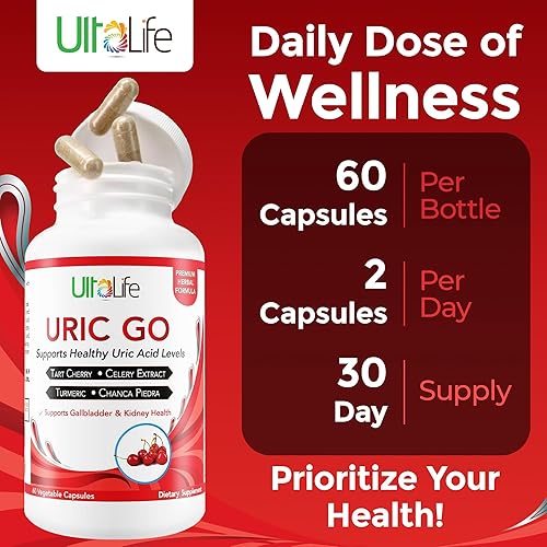 Miniatura 6 de URIC GO - Suplemento de apoyo de limpieza de ácido úrico para G.O.U.T - Fórmula desintoxicante de limpieza renal natural Chanca Piedra, semillas de