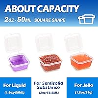 Vista 4 de Recipientes de plástico de 2 onzas con tapas (paquete de 200), recipientes desechables para condimentos con tapas, tazas de porciones para salsa