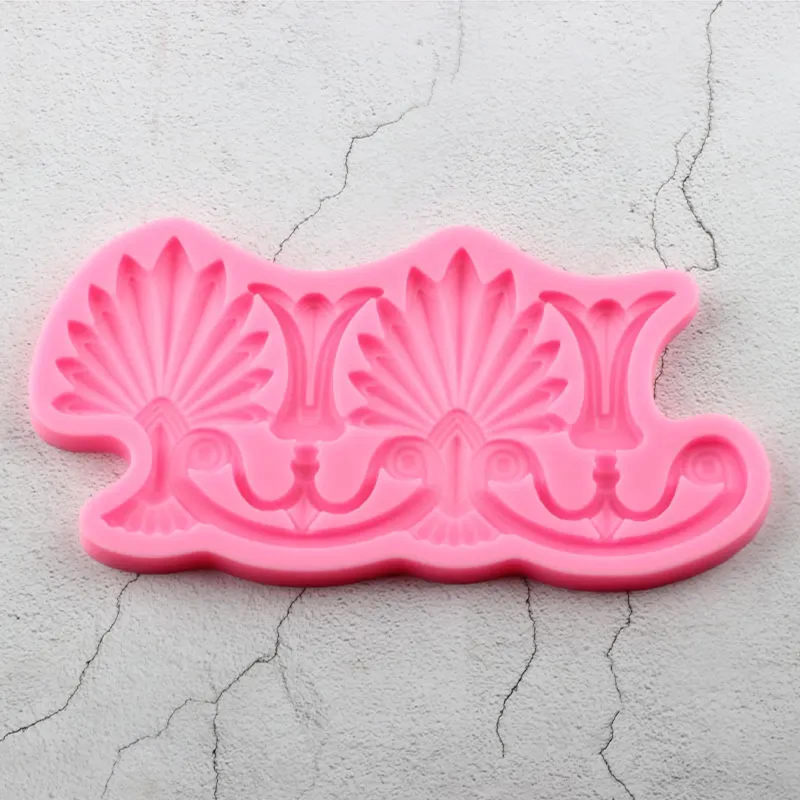 Moldes de silicona para manualidades, molde de chocolate, 21 x 10,4 cm, borde barroco europeo, molde de silicona para alivio de flores, decoración de cupcakes, fondant, herramientas de decoración de