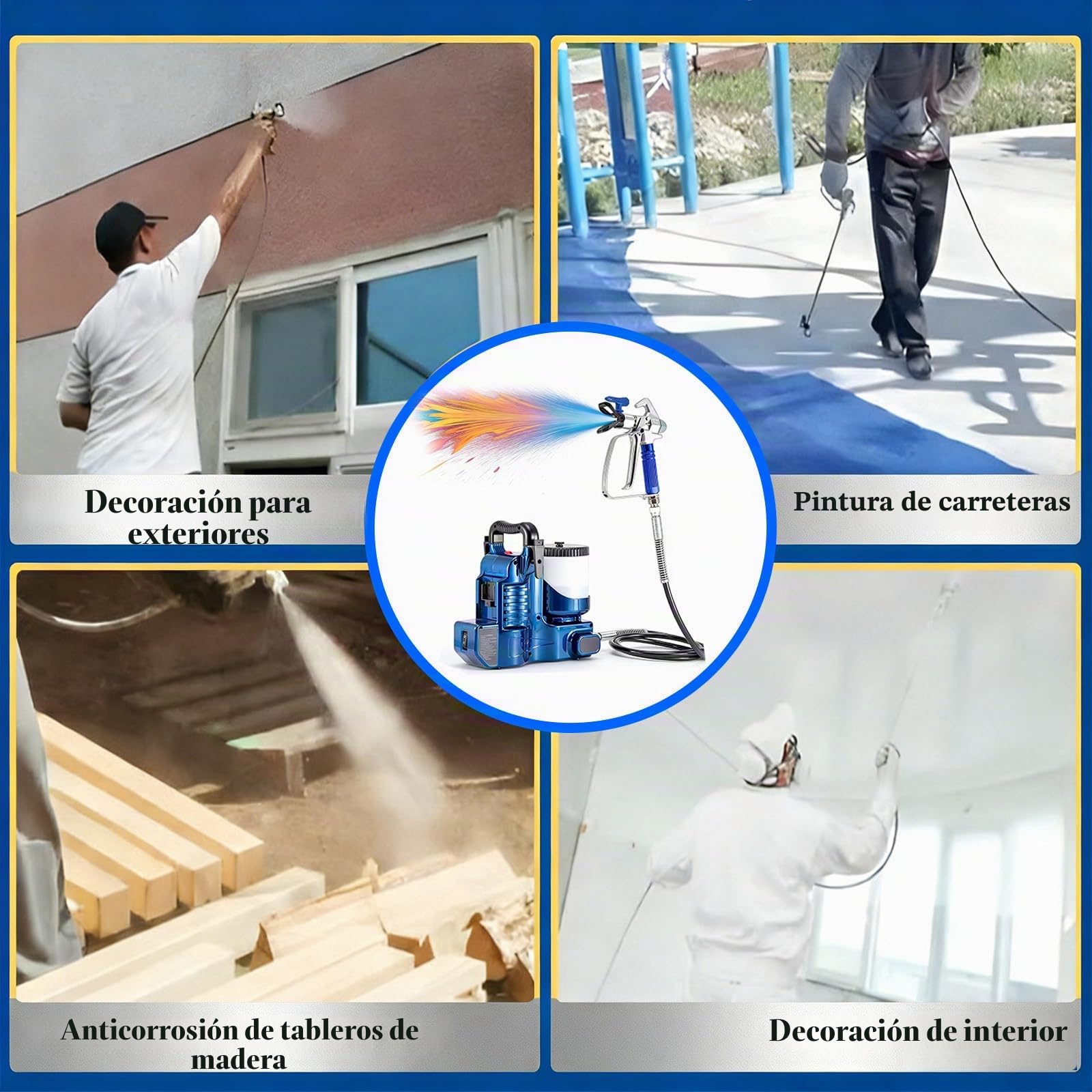 Pulverizador de Pintura sin Aire - Pulverizador de Pintura inalámbrico de Alta presión, 15 MPa, baterías de Litio de 1200 mAh, caudal de 1,1 l/min, 6 velocidades, para Pintar Casas 2battery