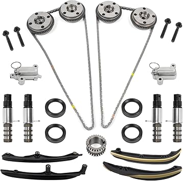 Engine Timing Chain Kit with VVT Sprocket Tensioner Phaser Solenoids Compatible with Ford F-150 F150 Expedition Ecoboost Lincoln Navigator 2017-2023 3.5L Replace HL3Z6268A HL3Z6K255A HL3Z6B274A