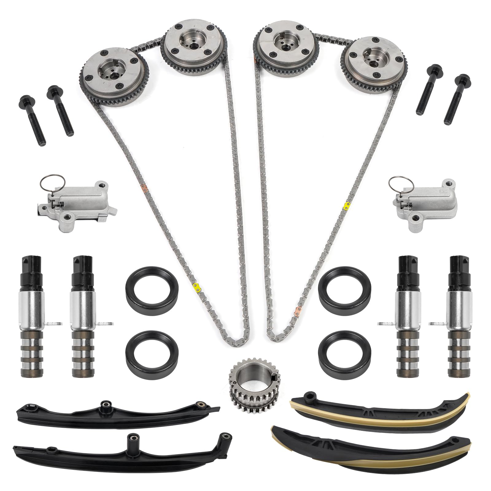 Photo 1 of Engine Timing Chain Kit with VVT Sprocket Tensioner Phaser Solenoids Compatible with Ford F-150 F150 Expedition Ecoboost Lincoln Navigator 2017-2023 3.5L Replace HL3Z6268A HL3Z6K255A HL3Z6B274A