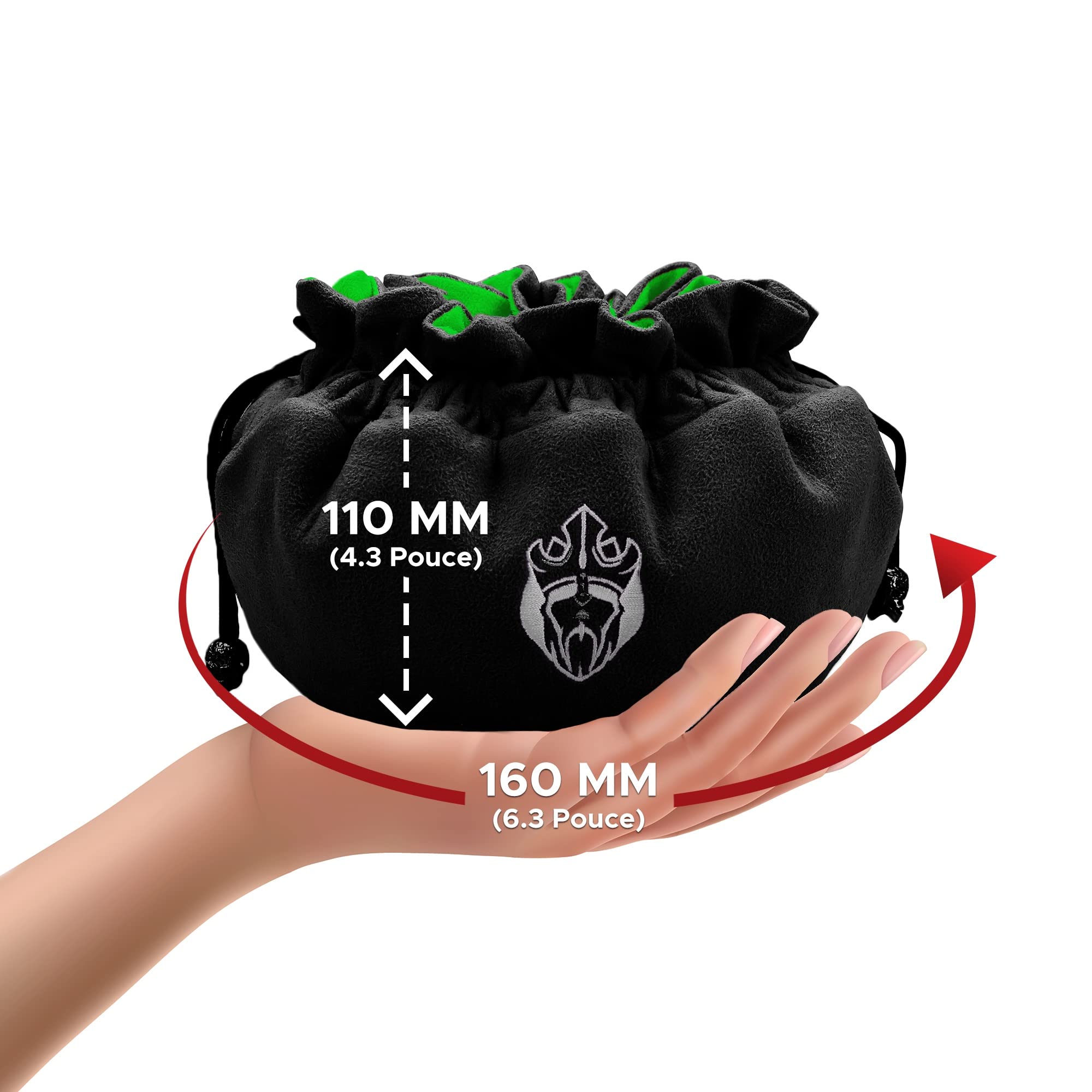 CardKingPro Immense – Édition OCD – Sacs à dés avec 15 Poches – Noir et Vert – Capacité de Plus de 200 dés – Idéal pour Les accumulateurs de dés [Design breveté]