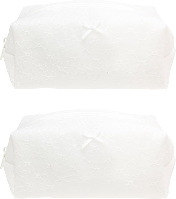 Necessaire de maquiagem PAZIMIIK com zíper e estampa floral bordada, 2 unidades