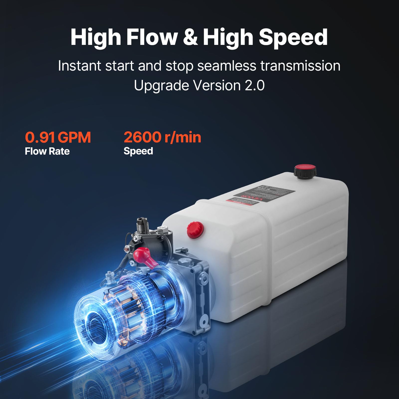 VEVOR Centralina Idraulica Pompa Idraulica per Rimorchio Ribaltabile Azione Singola, Velocità 2600 giri/min, Pressione d'Olio 2320-2900 PSI, Pompa con Serbatoio in Plastica per Sollevatore Rimorchio