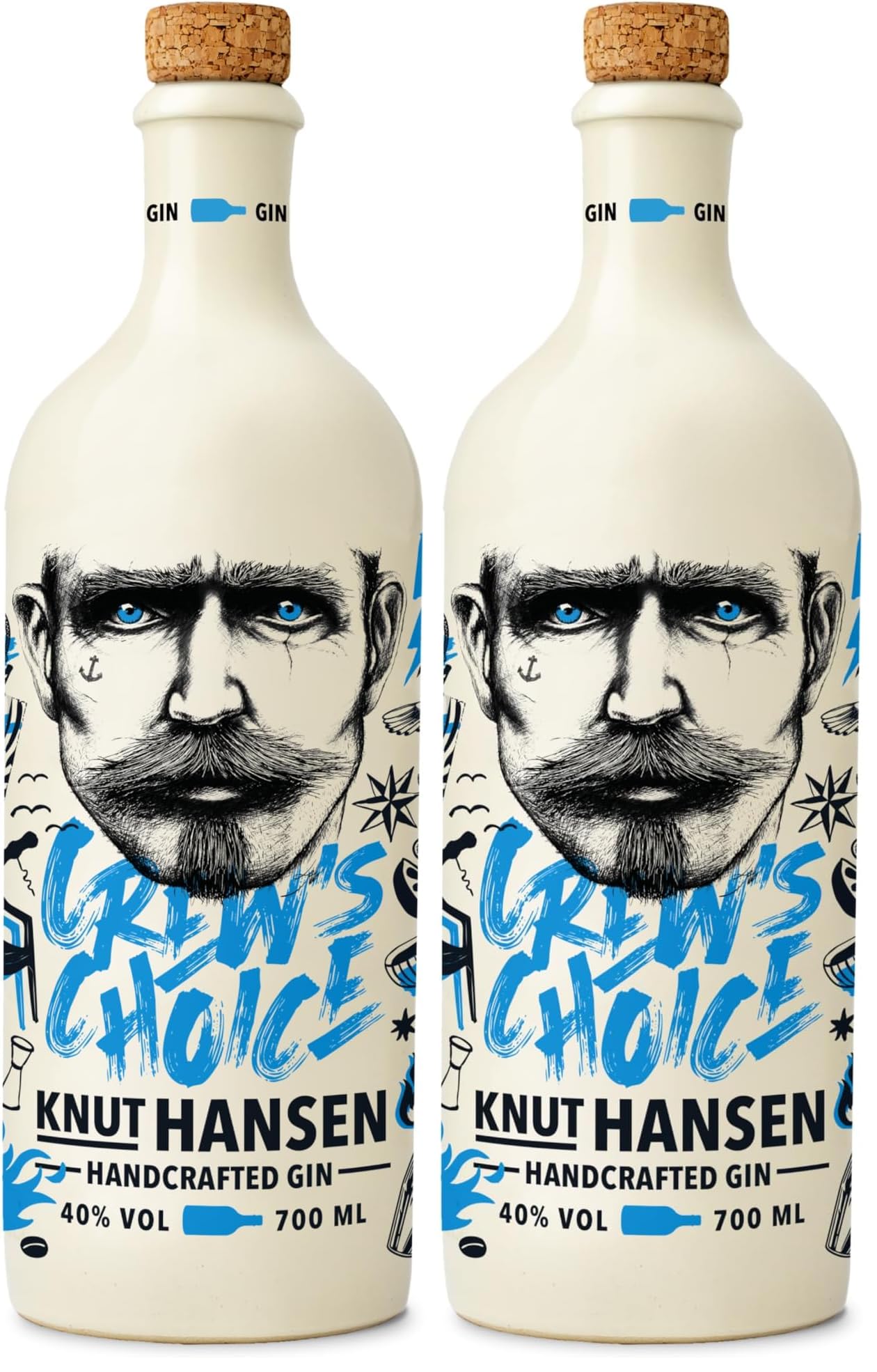 KNUT HANSEN DRY GIN Crew's Choice | Weltweit ausgezeichnet | Eine Hommage an Teamgeist und Zusammenhalt | 0,7L | 40% Vol. (Packung mit 2)