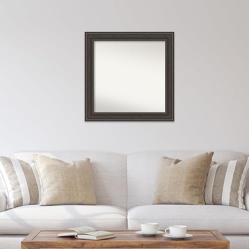 Miniatura 4 de Amanti Art Espejo de baño marrón para sobre fregadero, 30 x 30 pulgadas, espejo cuadrado de naufragio Greywash cuadrado, marco de madera tradicional