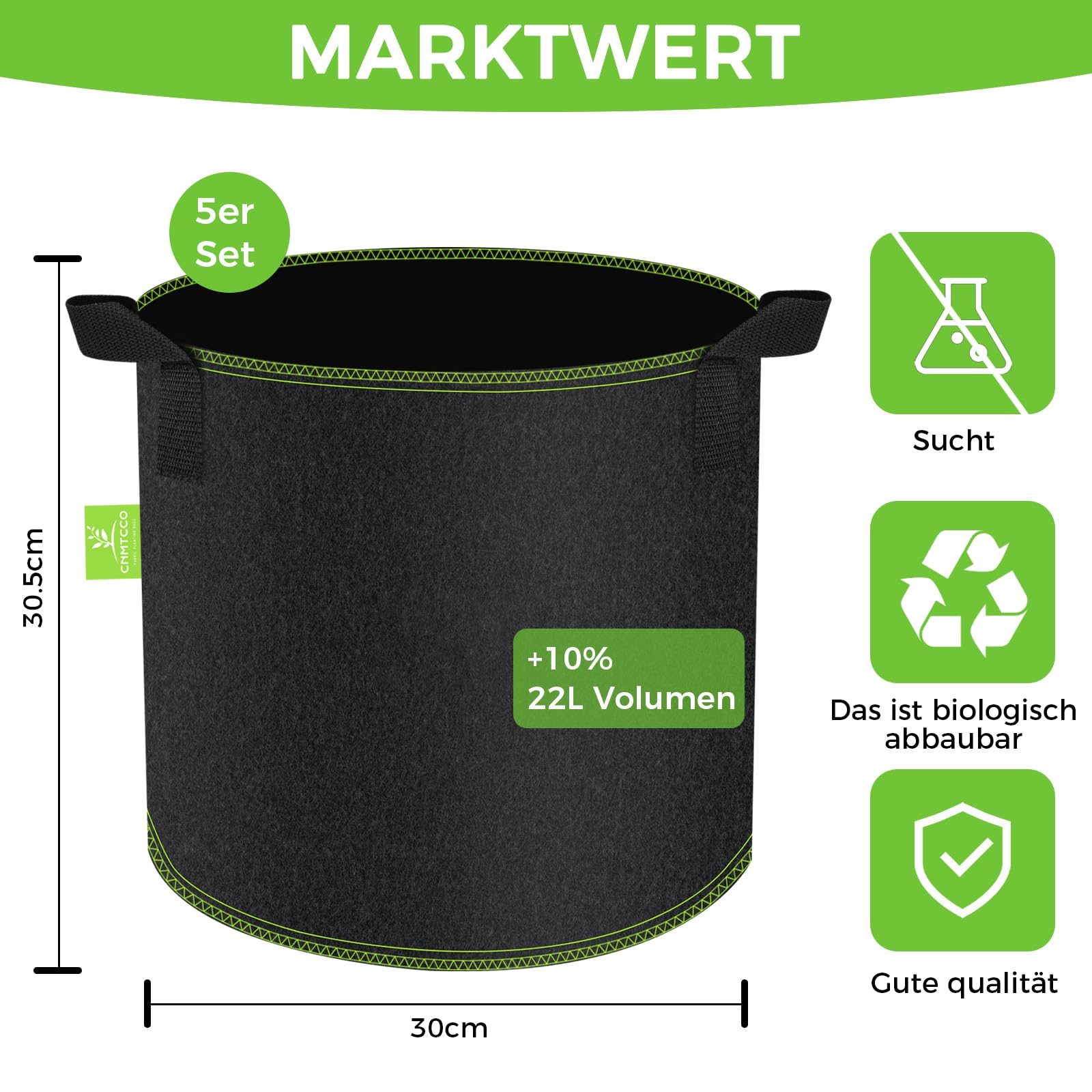 ACYOUNG 10 stuks plantenzakken van vliesstof, kleine zwarte plantenzak met handgrepen/geen handgrepen voor planten en bloemen (1 gallon met handgrepen