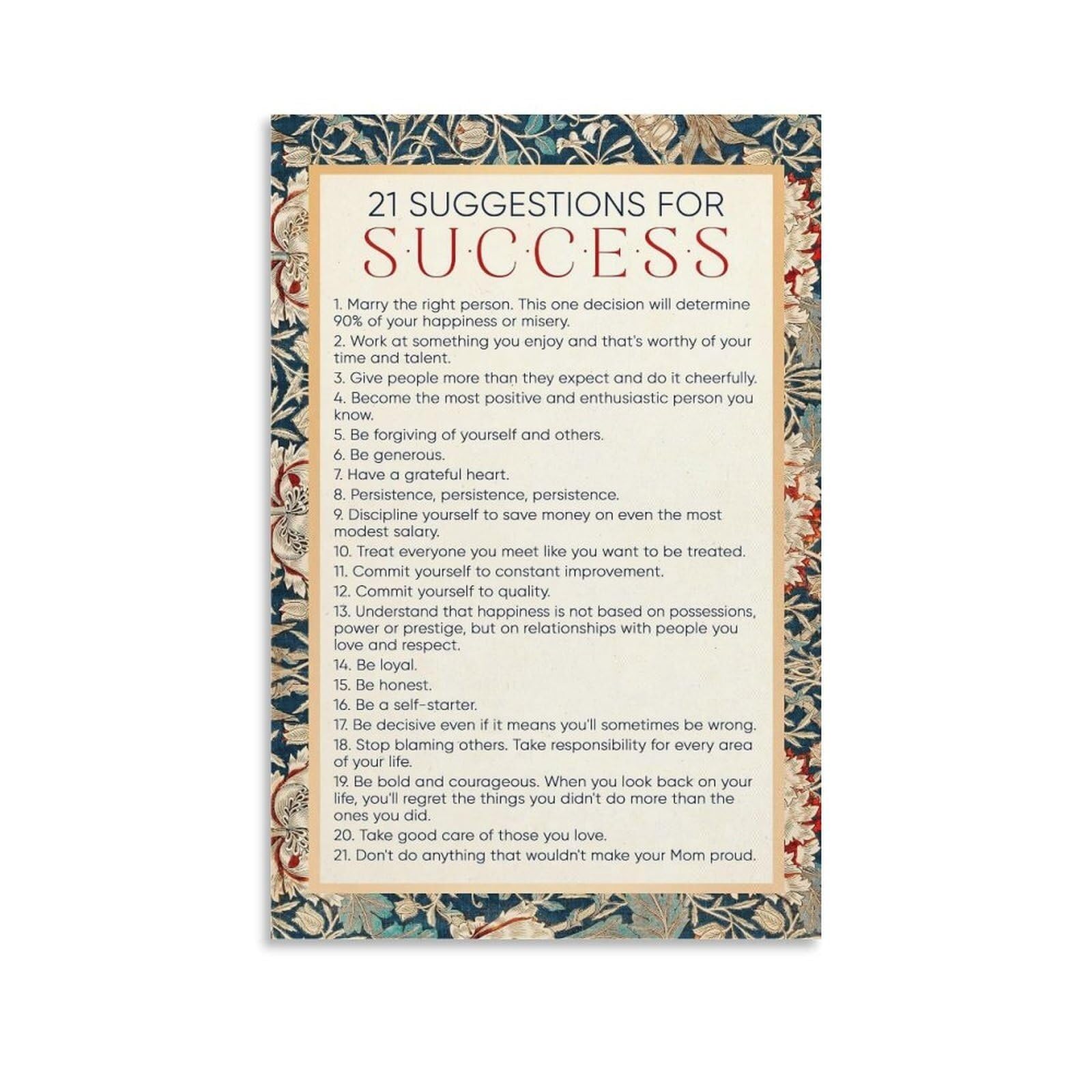 HGETJOHXEM Minimalist Motivational Wall-Art, Set of Success Principles Quote Posters for Contemporary Home Office Decor(Framed,16x24inch(40x60cm))