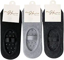 Kit 3 Pares de Meias Antiderrapantes para Pilates e Yoga, Malha Premium, cores escuras