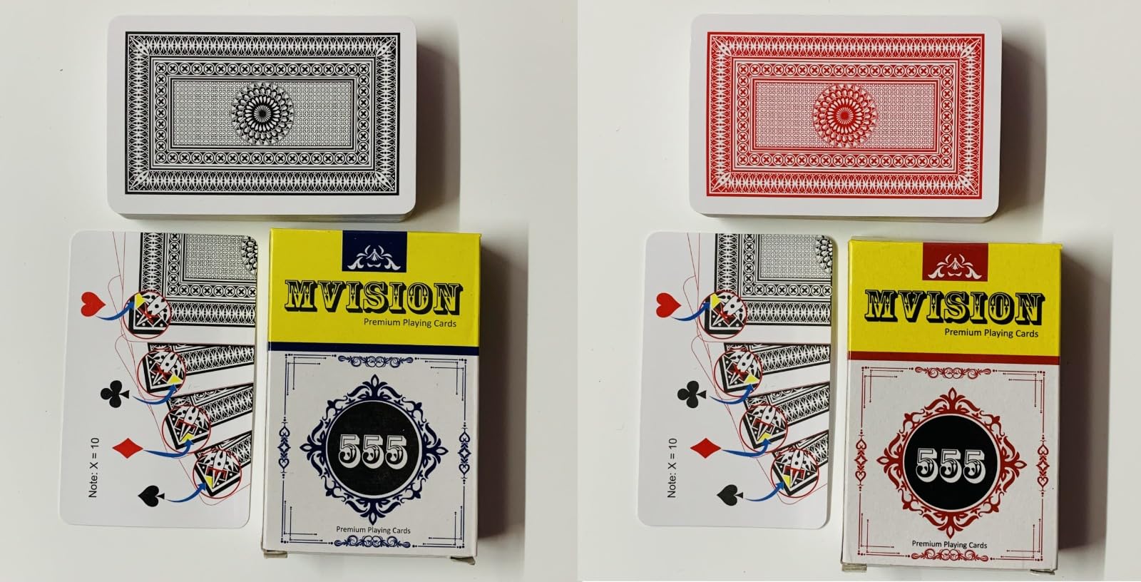 R.S.Magic Tricks 555 Mvision Premium Marked Deck Cheating Playing Cards Games Pack of 2 for Adult Bridge Size Regular Index Red & Black Card Magic