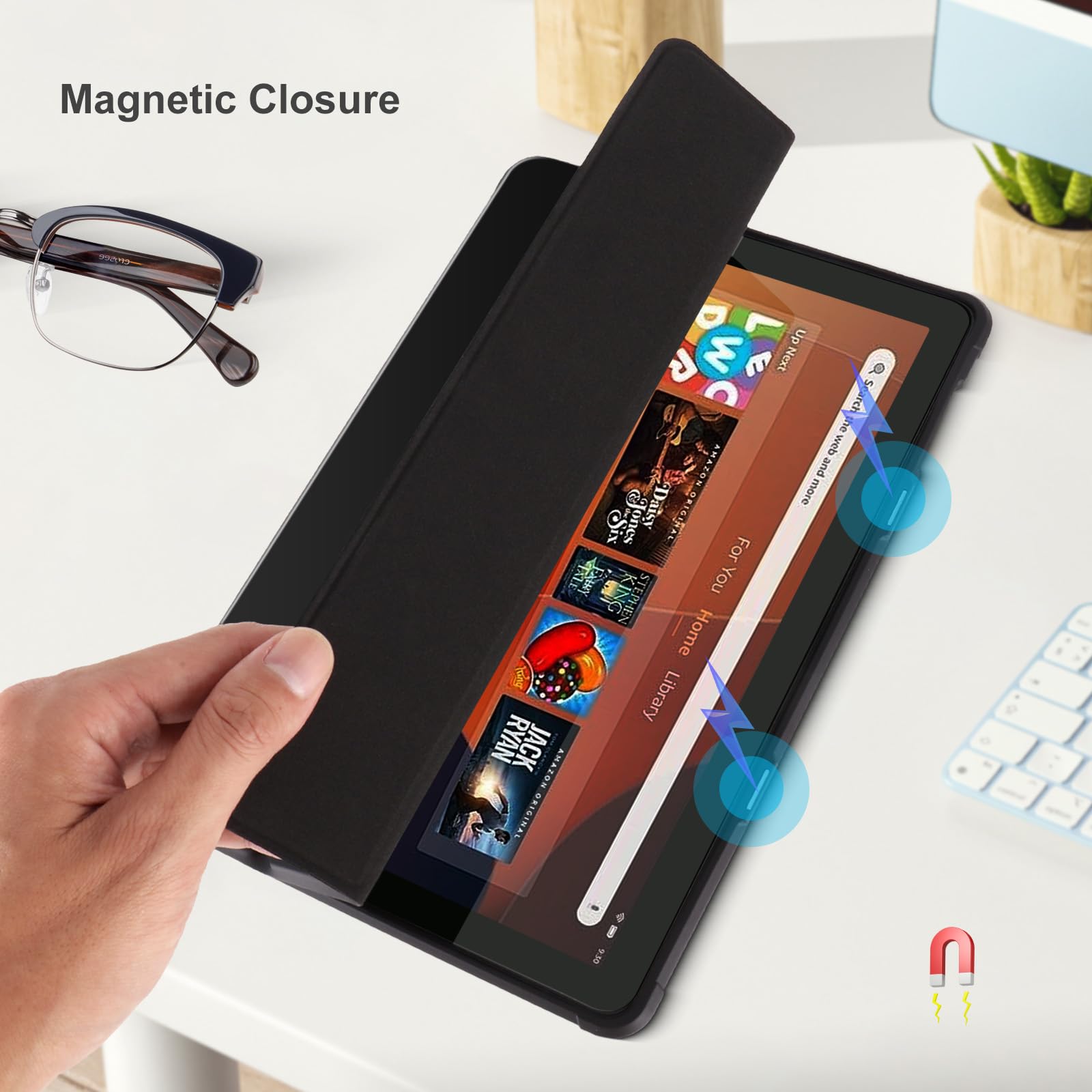 Custodia sottile per tablet Amazon Fire HD 10 da 10,1 pollici (13a generazione, 2023Release), custodia per Kindle Fire 10, custodia a tre ante con supporto a doppia angolazione, retro in morbido TPU,
