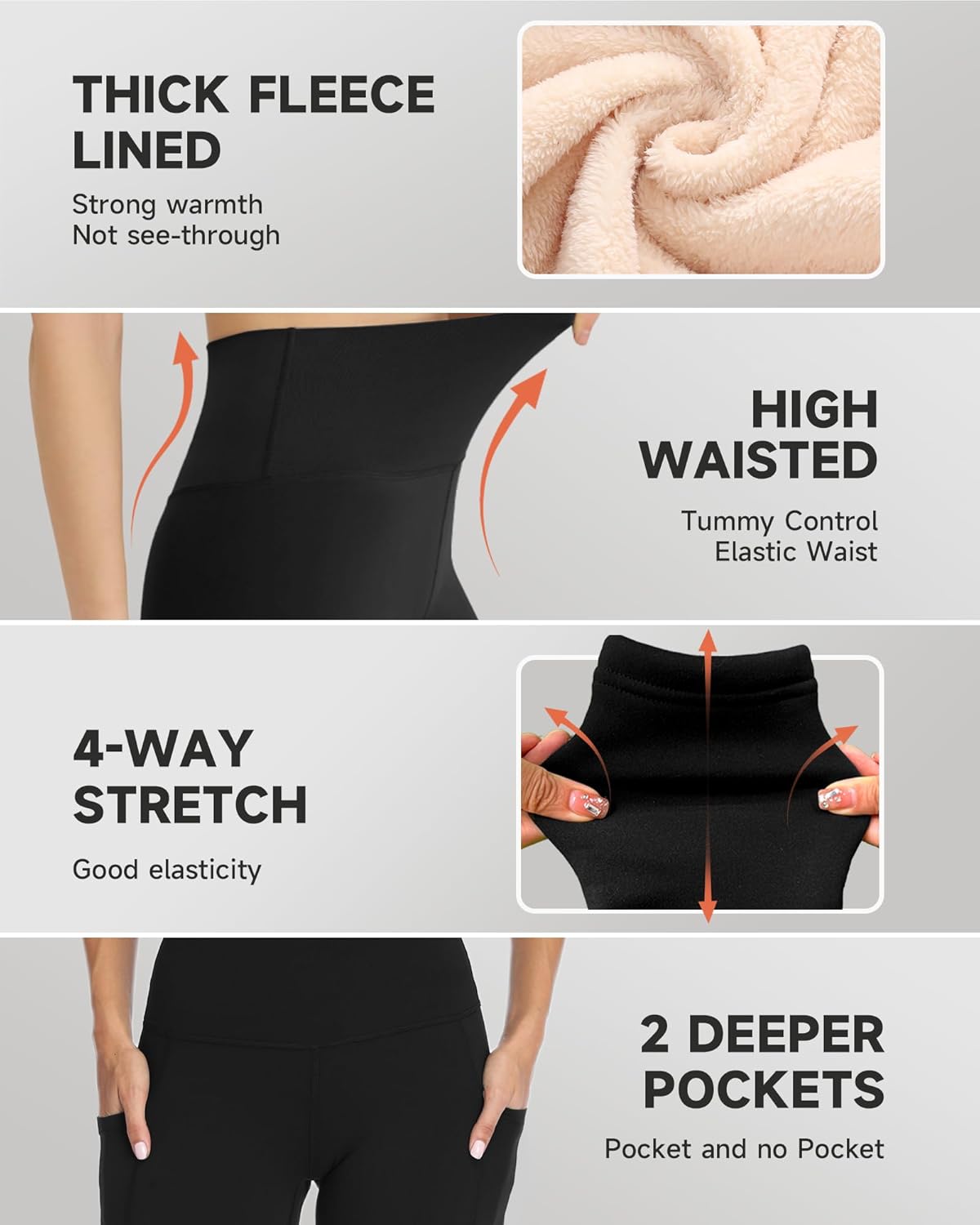 GAYHAY Fleece Lined Leggings for Women – Thick Winter Warm Thermal High Waisted Tummy Control Workout Yoga Pants - Image 4