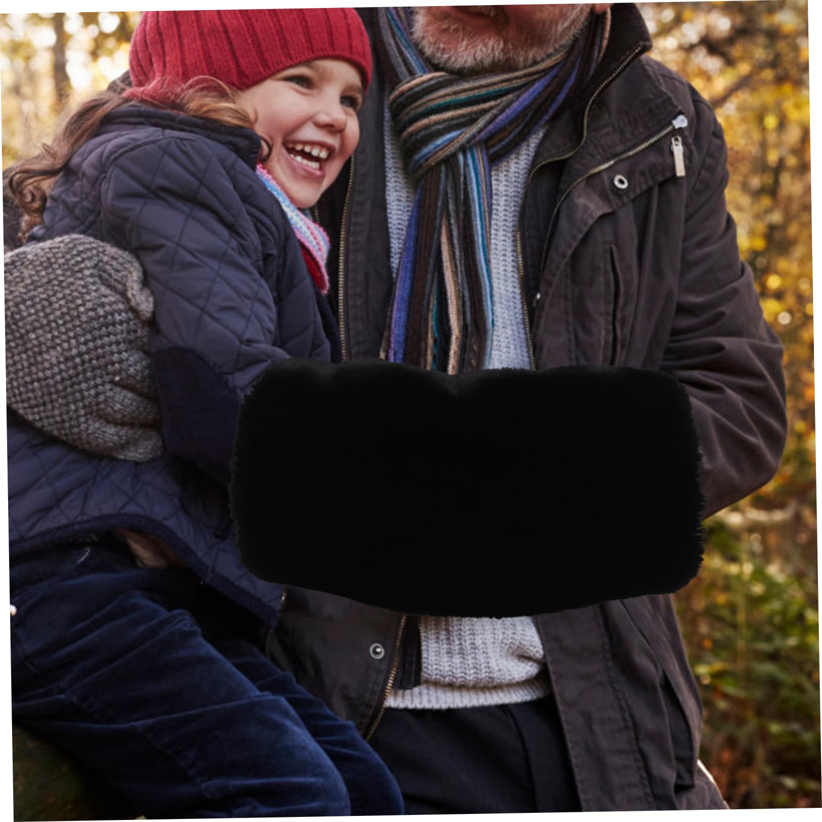 COLLBATH Manguitos De Mano De Piel Sintética Negros, Tamaño 35x20 Cm, Cálidos para Invierno, Unisex para Mujeres, Hombres y Niñas, Uso Fríos y Eventos Formales