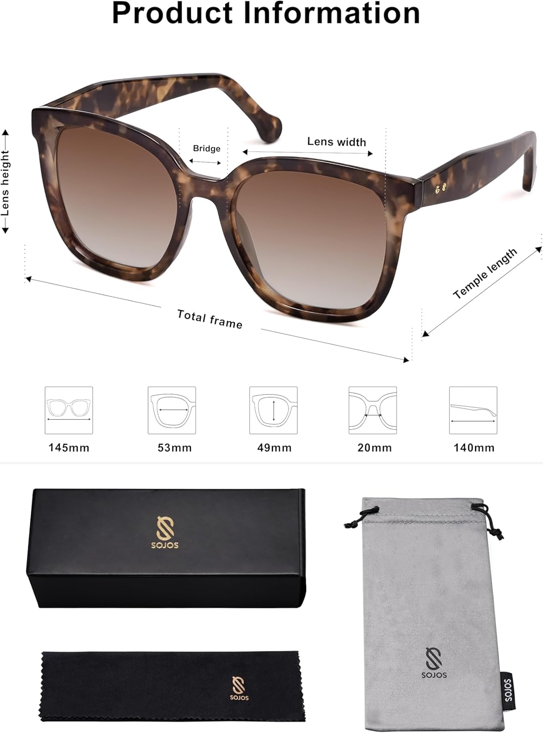 SOJOS Trendy Polarized Sunglasses for Women Classic Retro Square Womens Shade Sunnies SJ2333 - Image 5