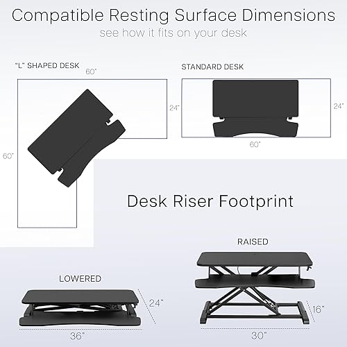Miniatura 6 de VIVO DESK-V036KA Convertidor de escritorio, 36 pulgadas, serie K, elevador, altura ajustable, estación de trabajo, monitor dual y portátil, bandeja