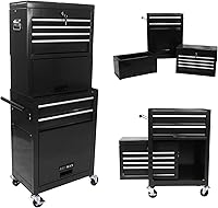 Vista 1 de Armario desmontable para herramientas rodante, 6 cajones y 2 gabinetes, organizador de caja de herramientas extraíble con 4 ruedas