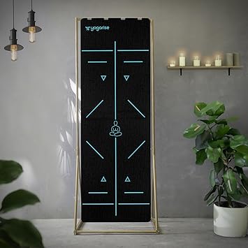 Yogarise 8mm Perfumed TPE Yoga Mat with Alignment Lines and Carry Bag for Men & Women, Non-Slip Texture, Extra Wide & Thick TPE Exercise Mat For Home, Pilates, Gym & Fitness (Black & Blue) - image, photos