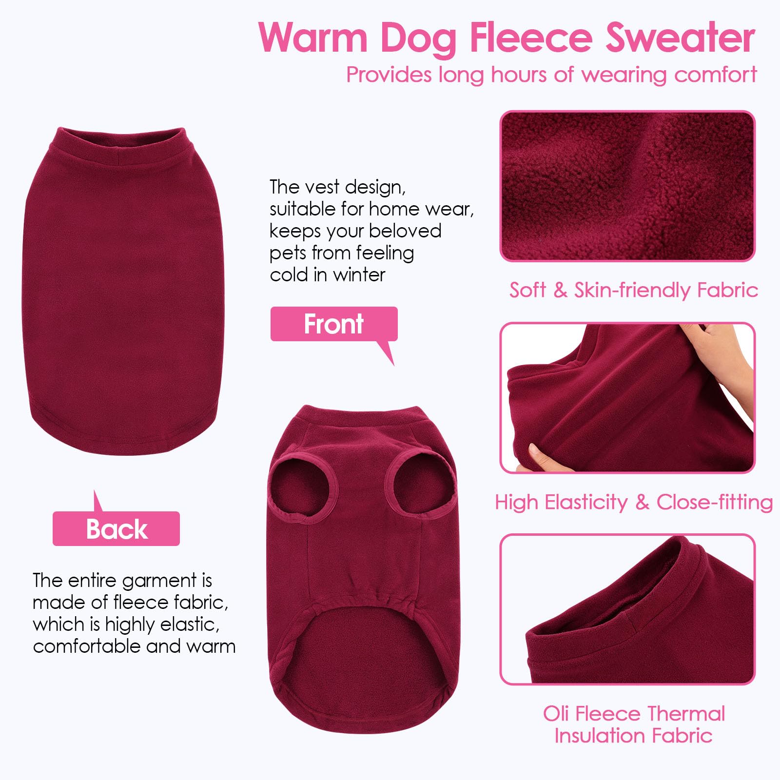 AOFITEE Pull en polaire pour chien, gilet en polaire chaude pour chiens de très grande taille, pull extensible sans manches pour l'automne et l'hiver, pull thermique pour animaux de compagnie, pull