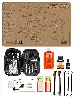 EDOG Range Warrior 27 Pc Gun Cleaning Kit - Compatible with S&W M&P Shield Tan - Schematic (Exploded View) Mat, Range Warrior Universal .22 9mm - .45 Kit & Tac Book Accessories Set
