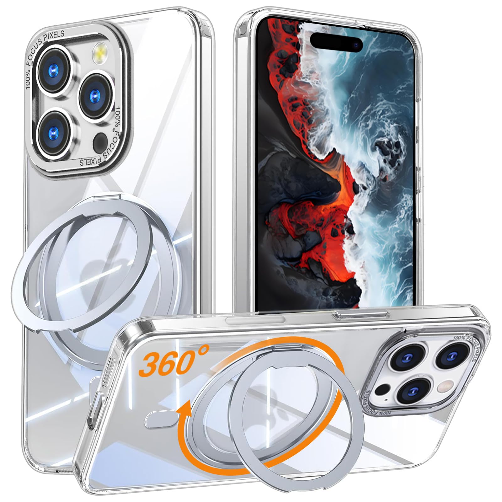 キラキラ 360°回転スタンドiPhone 15ProMax ケース クリア キラキラ 360°回転スタンドiPhone 15ProMax ケース クリア