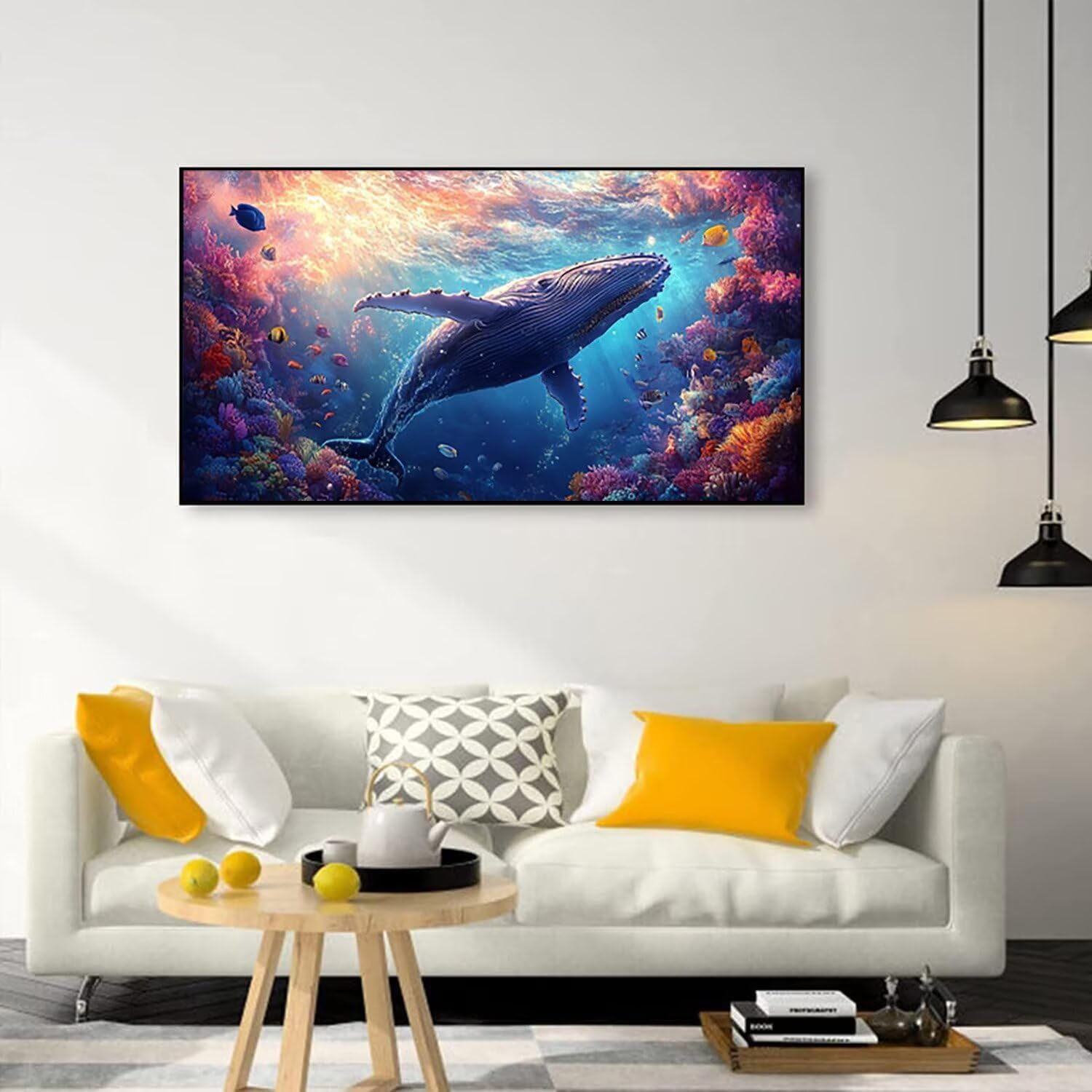 Wieloryb Malarstwo diamentowe dla dzieci, malowanie diamentami duży rozmiar 100 x 200 cm, 5D DIY diamentowe malowanie zwierzęce rzemiosło artystyczne obrazy diamentowe diamentowe dekoracje do domu C2