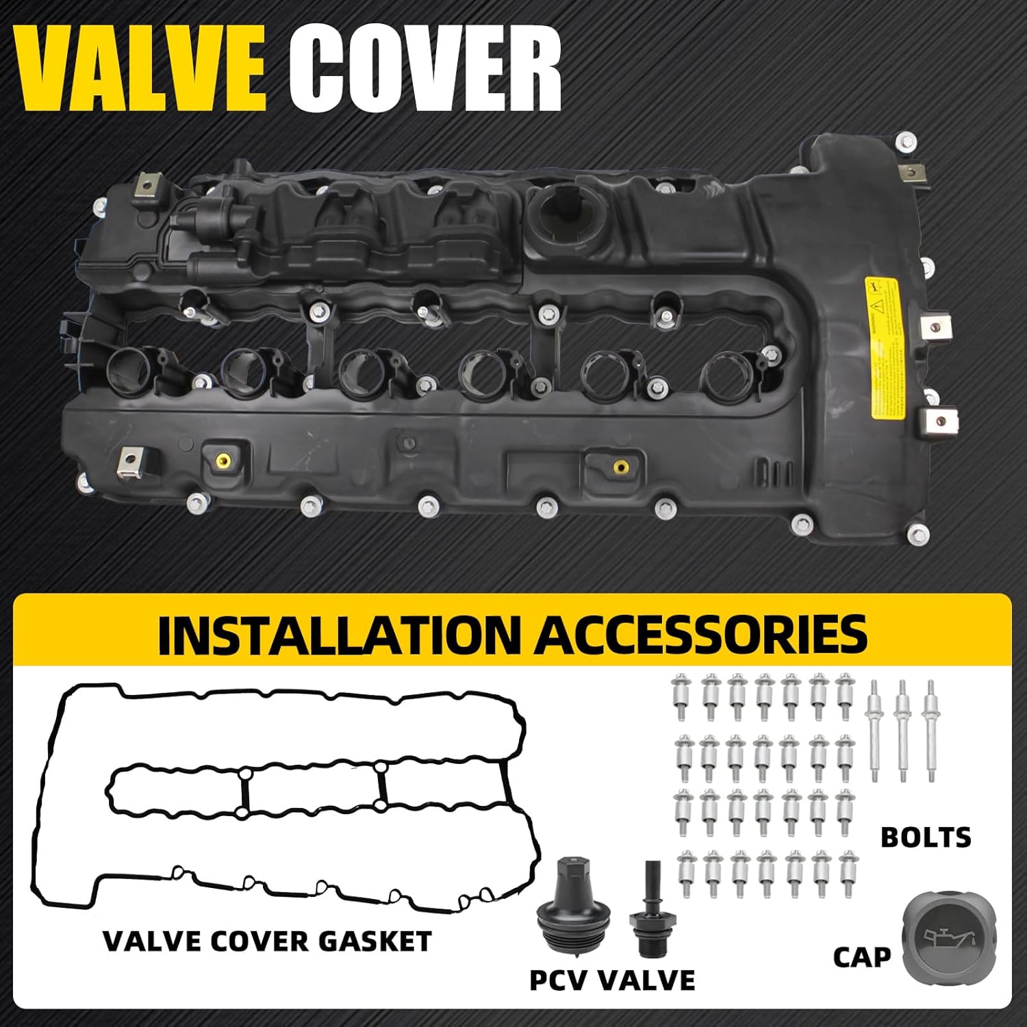 Engine Valve Cover Compatible with BMW 135i 2008-2010 335i 2007-2010 335is 2011-2013 335xi 2007-2008 535i 2008-2010 740i 2011-2012 X6 2008-2010 Z4 2009-2016 3.0L L6 OE 11127565284