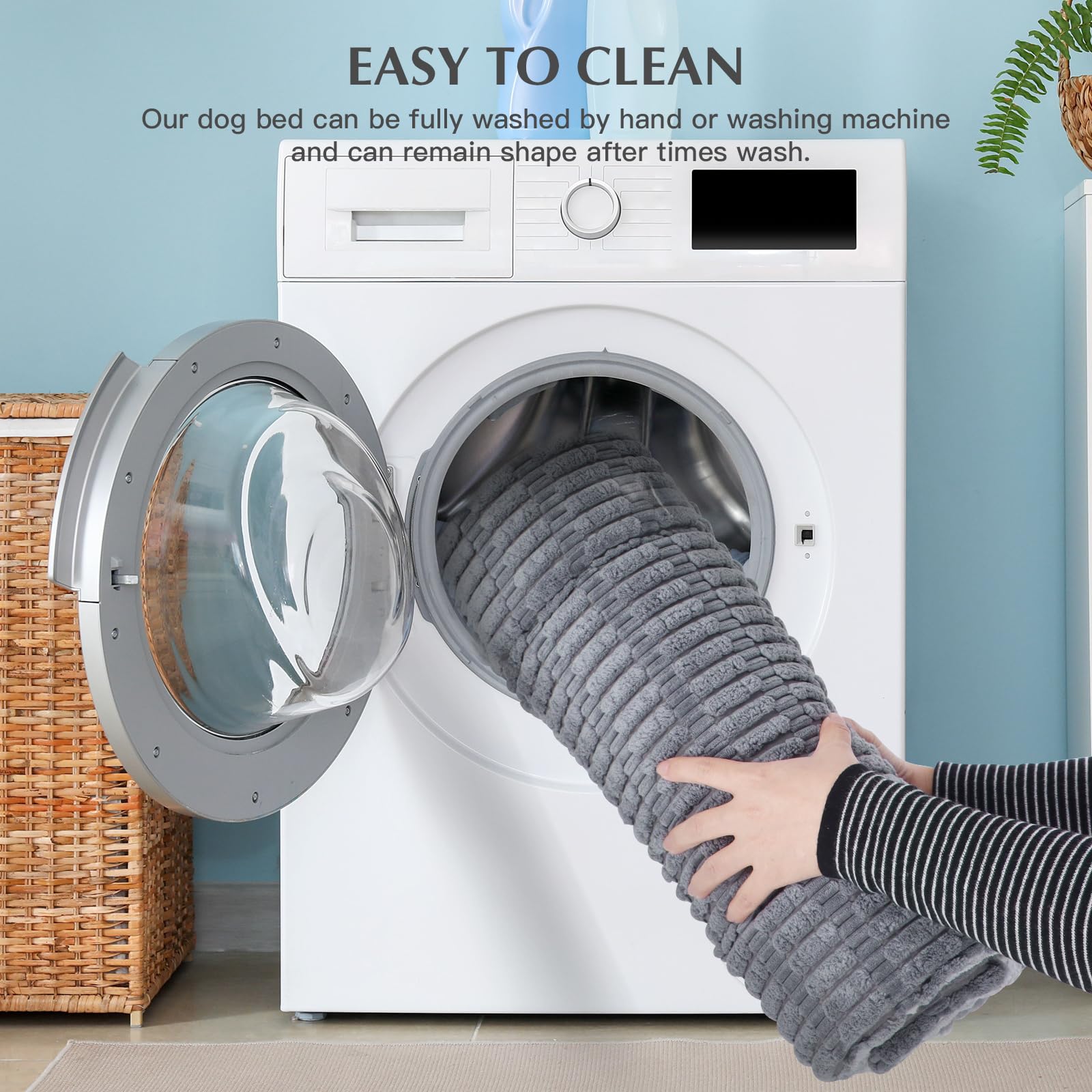 IEUUMLER Memory Foam Materasso per Cani, Cuscino per Cane Gatto, Pelosa Morbida Lavabile Doppio Uso Materasso per Grande Medio Piccolo Cani Gatti FC020 (Grigio, L-90x70cm)