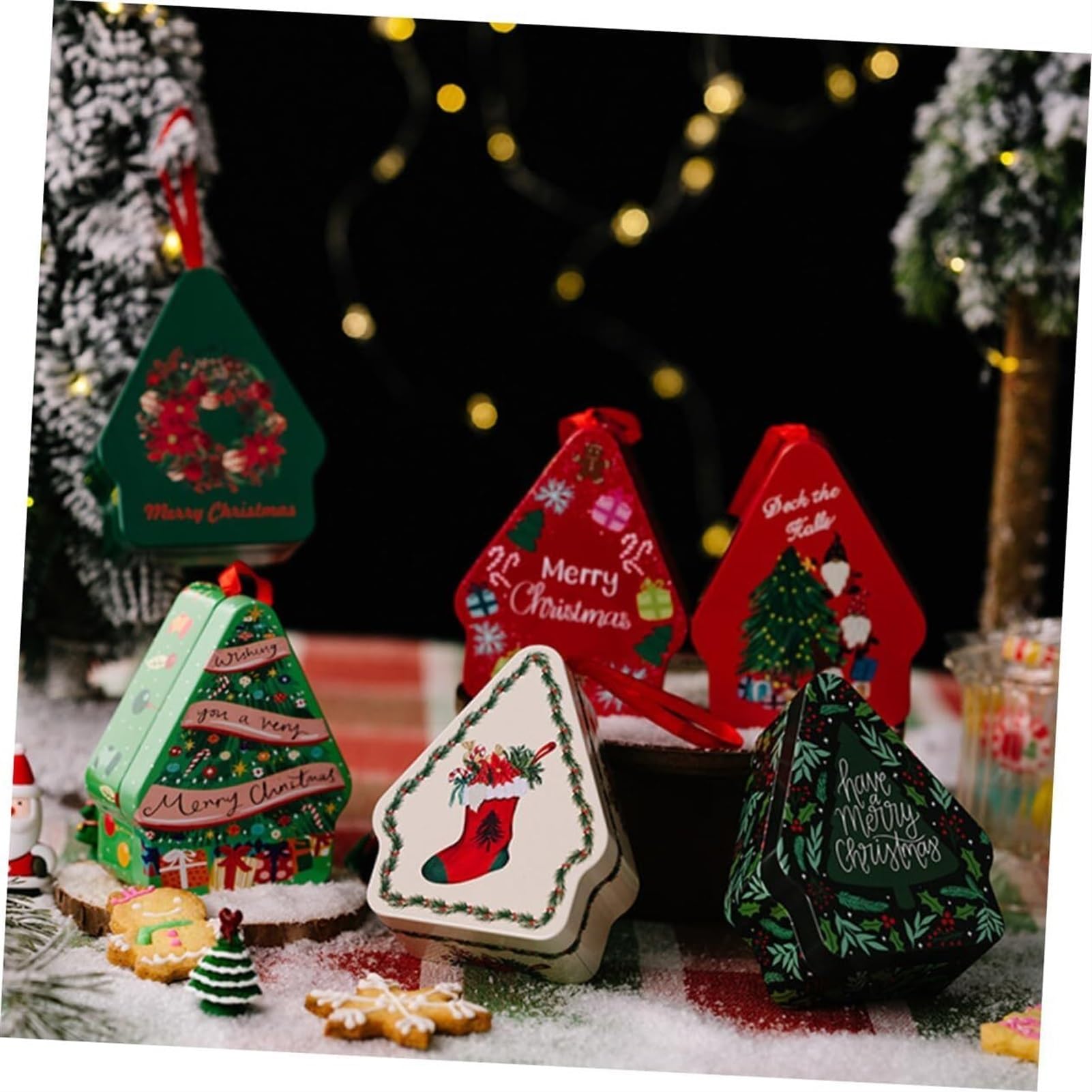 Scatola regalo di Natale, scatole regalo, 10 Barattoli di caramelle di latta di Natale Scatola regalo di Natale Biscottiera di Natale scatola di biscotti scatola di caramelle rotonda in ferro battuto
