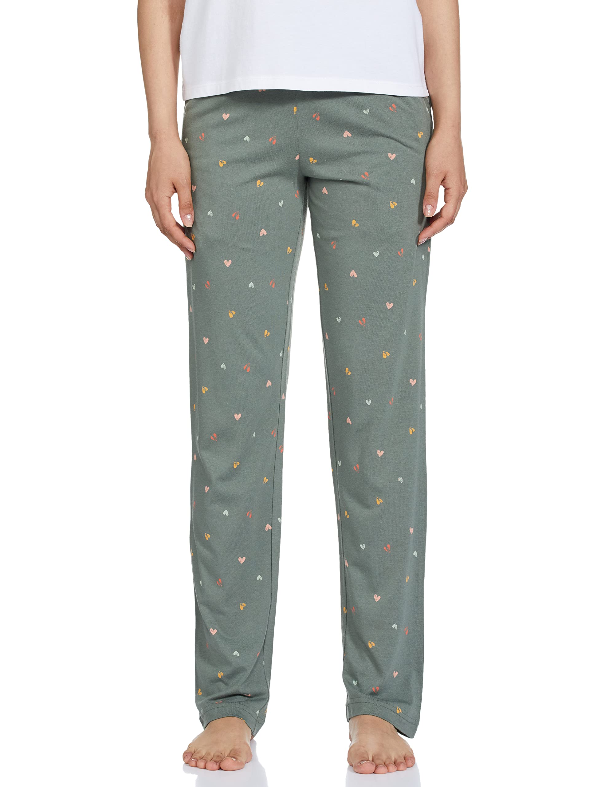 Women Allover Print Lounge Pants - Modal Cotton - Functional Pocket, Ultra Soft, Drawstring Waist_55307_Sage Heart_M-image-18