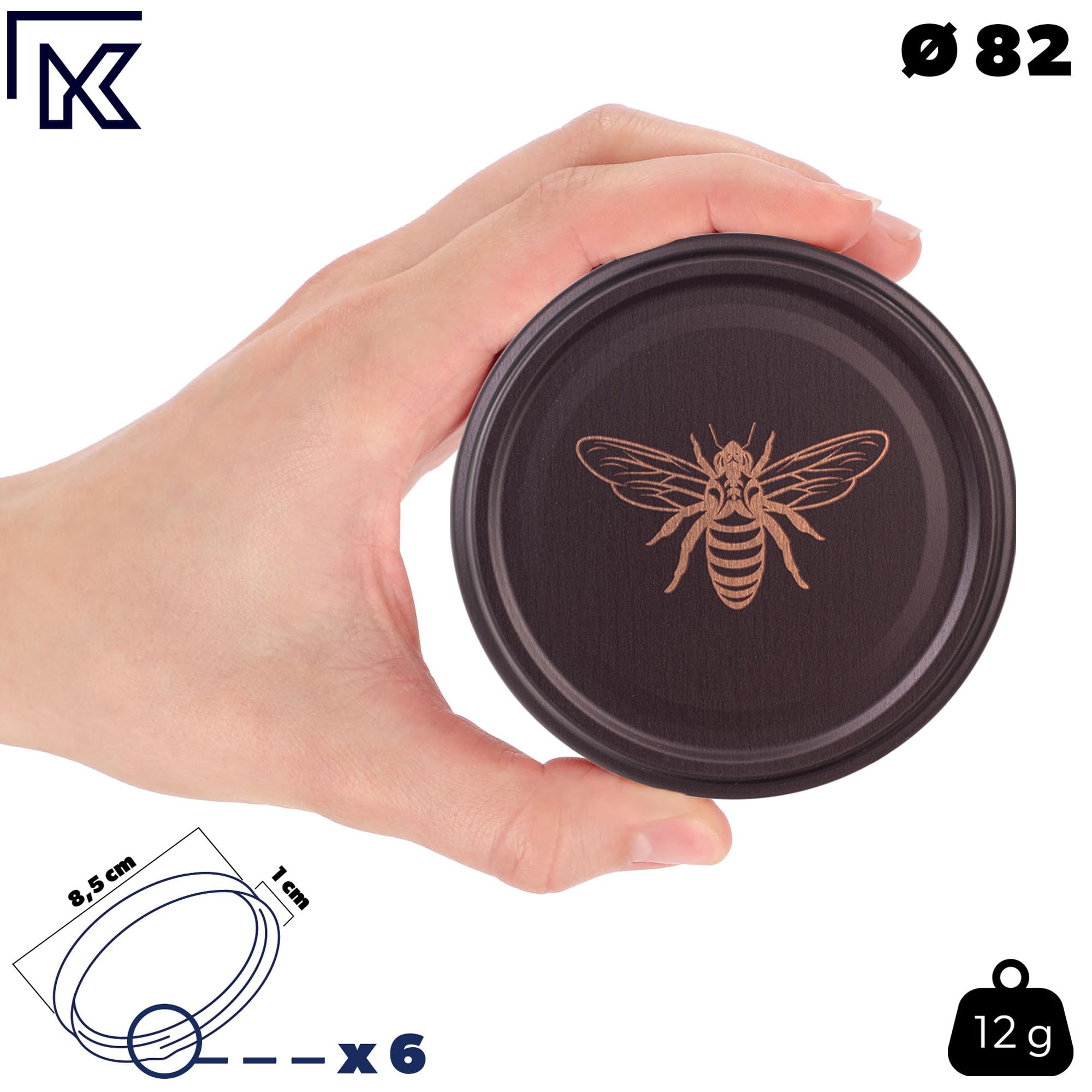 KADAX - 24 pezzi di vasetti da 720 ml con coperchio a vite fi82 mm per inscatolamento, conservazione e preparazione dei pasti - Barattoli ermetici a chiusura twist-off (Ape d'oro / 24 pezzi)
