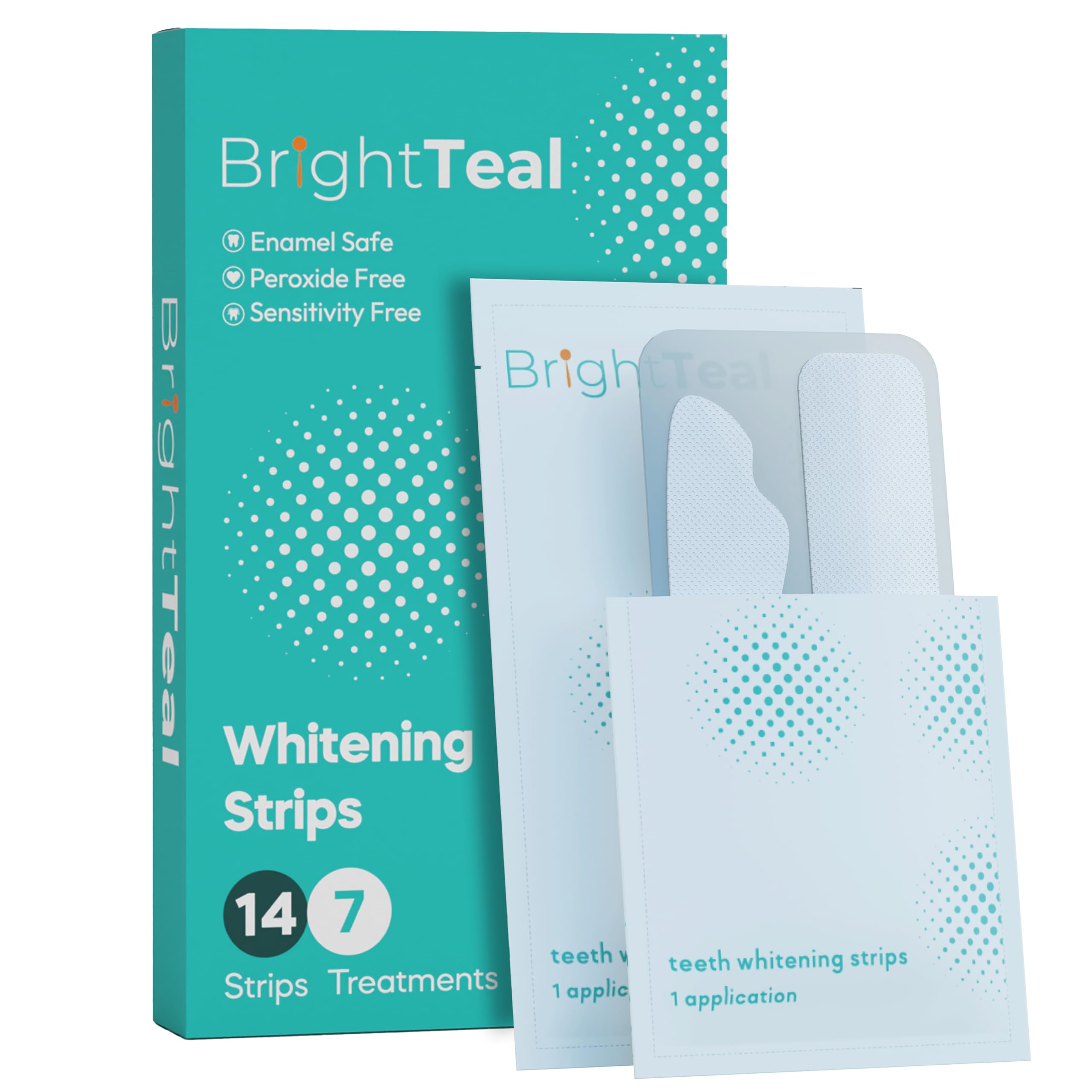 BrightTeal Teeth Whitening Strips - 7 Treatments 14 Total Strips - Enamel Safe, Peroxide Free, Reactive Oxygen Pap+ - Whitening Without The Sensitivity