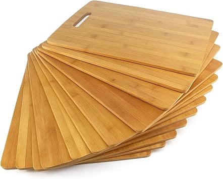 Set of 12, Bulk Wholesale Bamboo Cutting Boards 15"x11" Large Blank Wood Charcuterie Trays, Grazing Platters for Home Decor, Party Use, Engraving Gifts, Epoxy Resin Art, or Rustic Wall Display