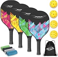 Flydot USAPA Approved Pickleball Paddles Set of 4 with Balls, Bag & Cooling Towels - Perfect for Beginners & Pros