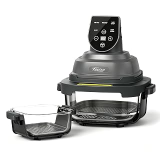 5-in-1 Glass Air Fryer for Healthy Oil-Free Cooking, Portable 1500W Countertop Cooker with 4QT & 6-Cup Glass Bowl, Non-Toxic Design & Dishwasher Safe for Single & Family Meals - Amazon product rated Grade A