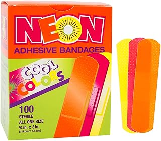 American White Cross 1076413 Designer Adhesive Bandages, Sterile, Neon Assorted, 3 per 4