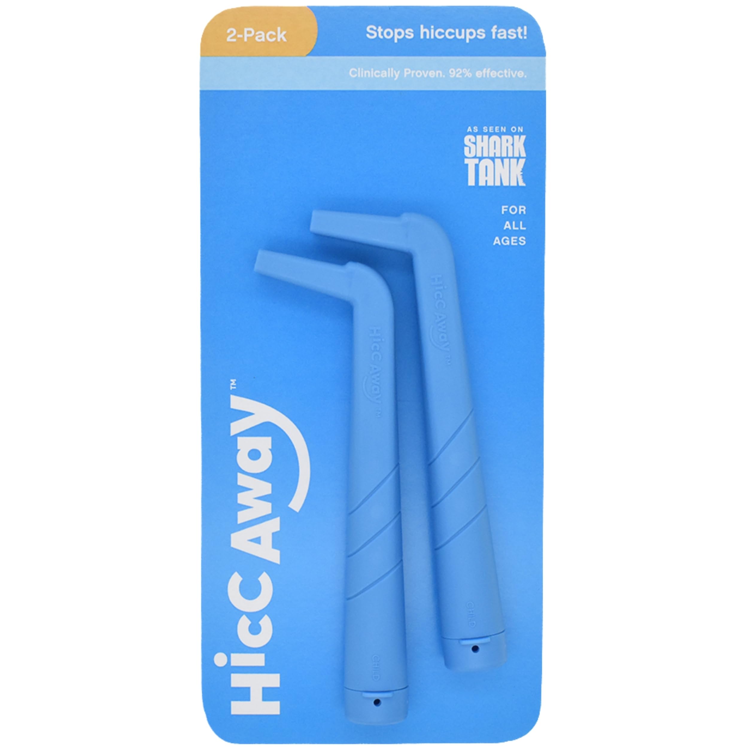 Hiccup Straw - Stops Hiccups Naturally & Fast - As Seen On Shark Tank - Clinically Proven Relief for All Ages, Children & Adults - Safe, Lightweight, & Reusable (Blue, 2 Pack)