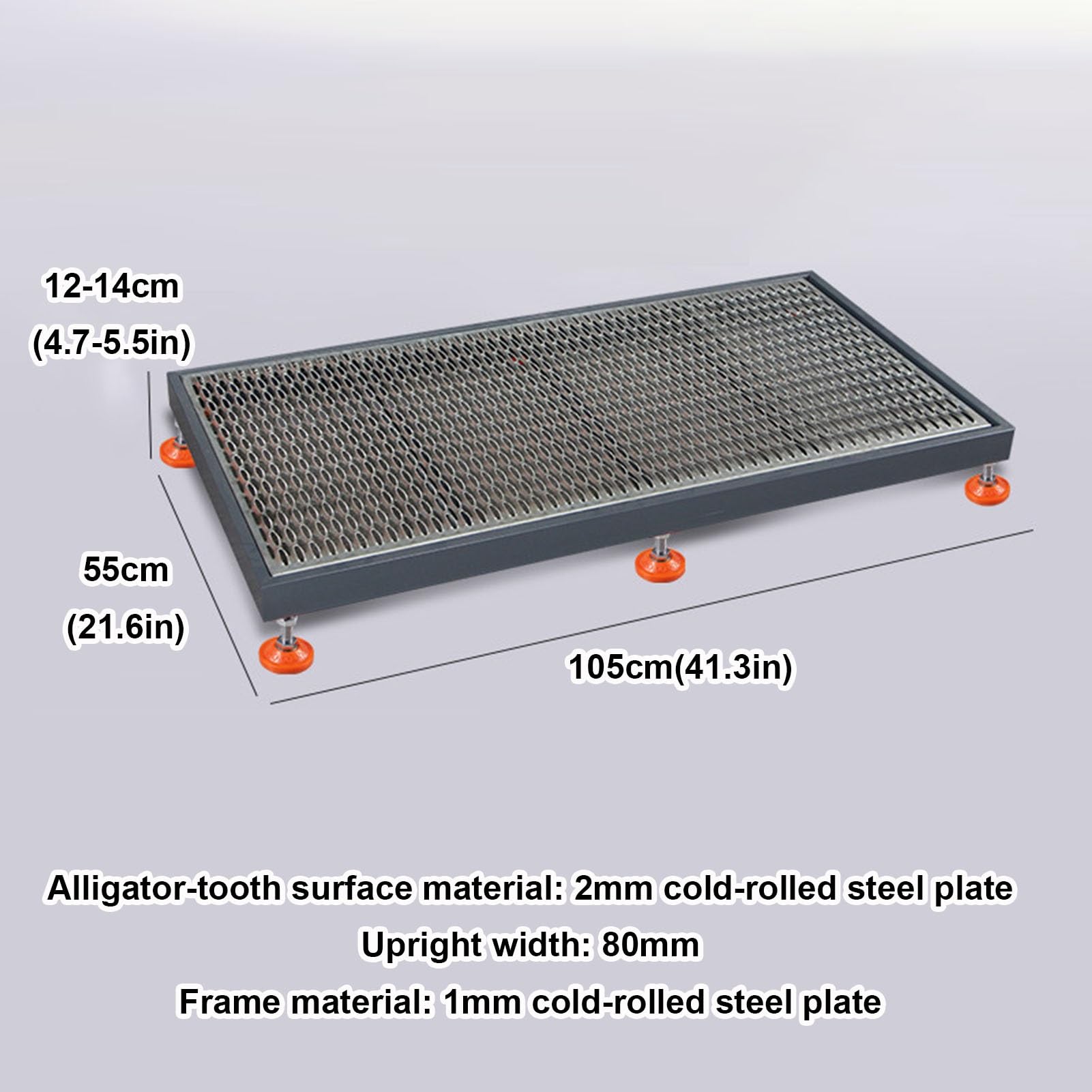 Pedana Antiscivolo per Centri di Lavoro E Macchine Utensili | Pedana Di Lavoro Robusta Per Postazioni In Piedi, Piattaforma Per Officine E Garage Con Struttura In Acciaio(105x55x12-14cm)