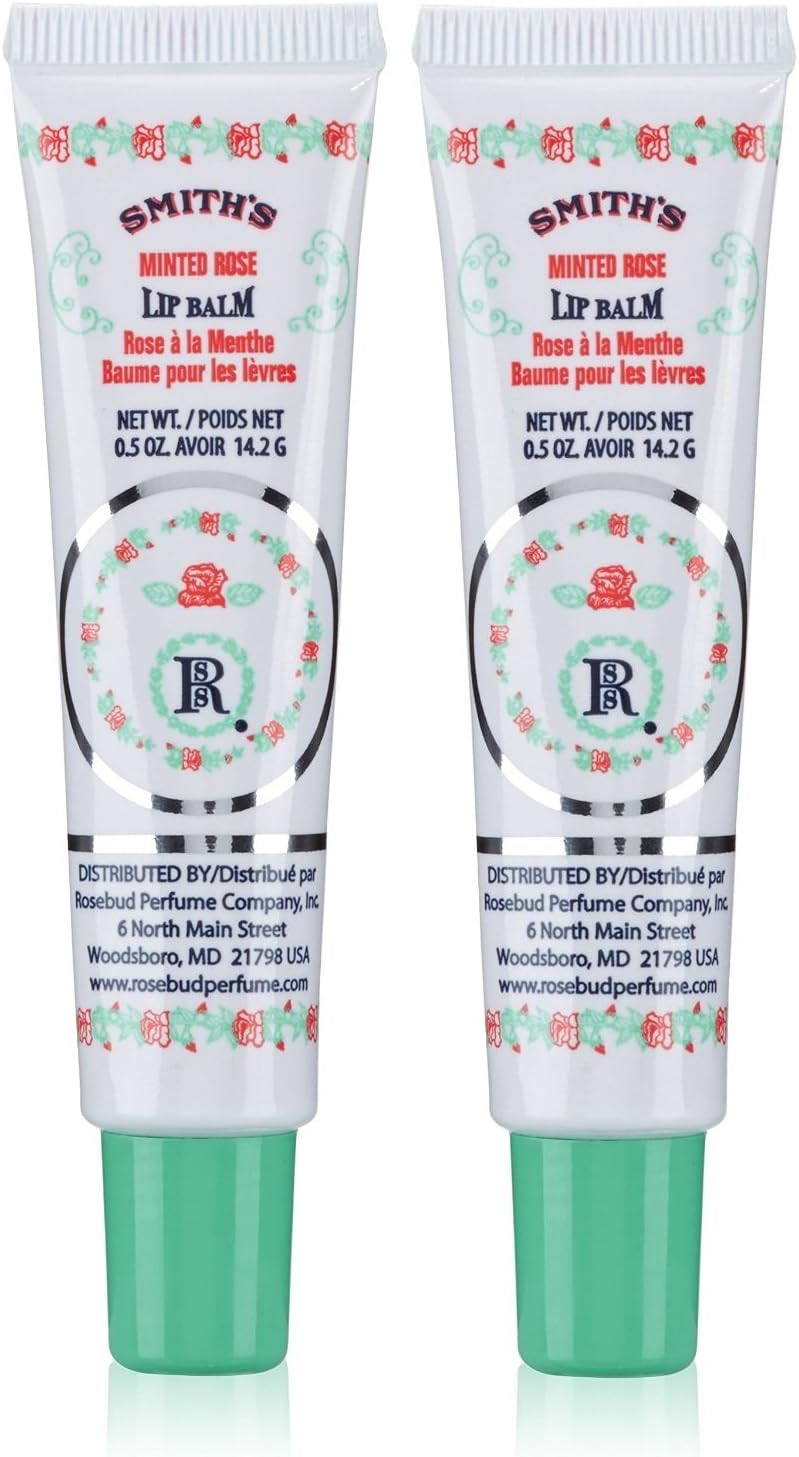 Smith's Rosebud Perfume Co. Minted Rose Lip Balm in a Tube,0.5 Ounce (Pack of 2)