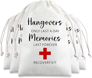 5 PCS Hangover Kit Bags Hangovers Only Last A Day Memories Last Forever Recovery Kit Bachelorette Party Gifts Drawstring Bag Hangover Recovery Kit Bags for Bridesmaid Bachelor Bridal Shower