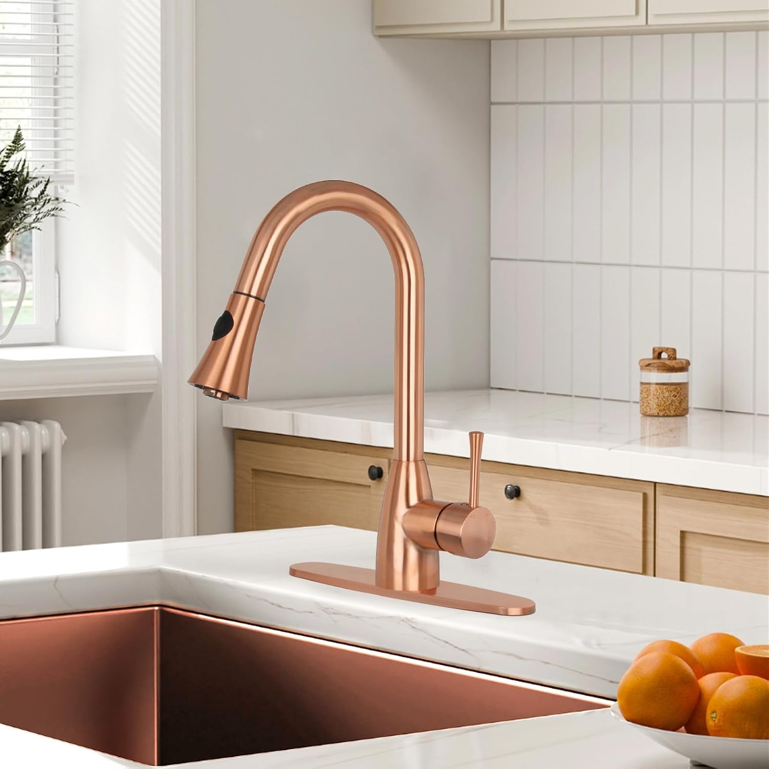 Akicon One-Handle Pull-Down Copper Kitchen Faucet - Five Years Warranty Akicon