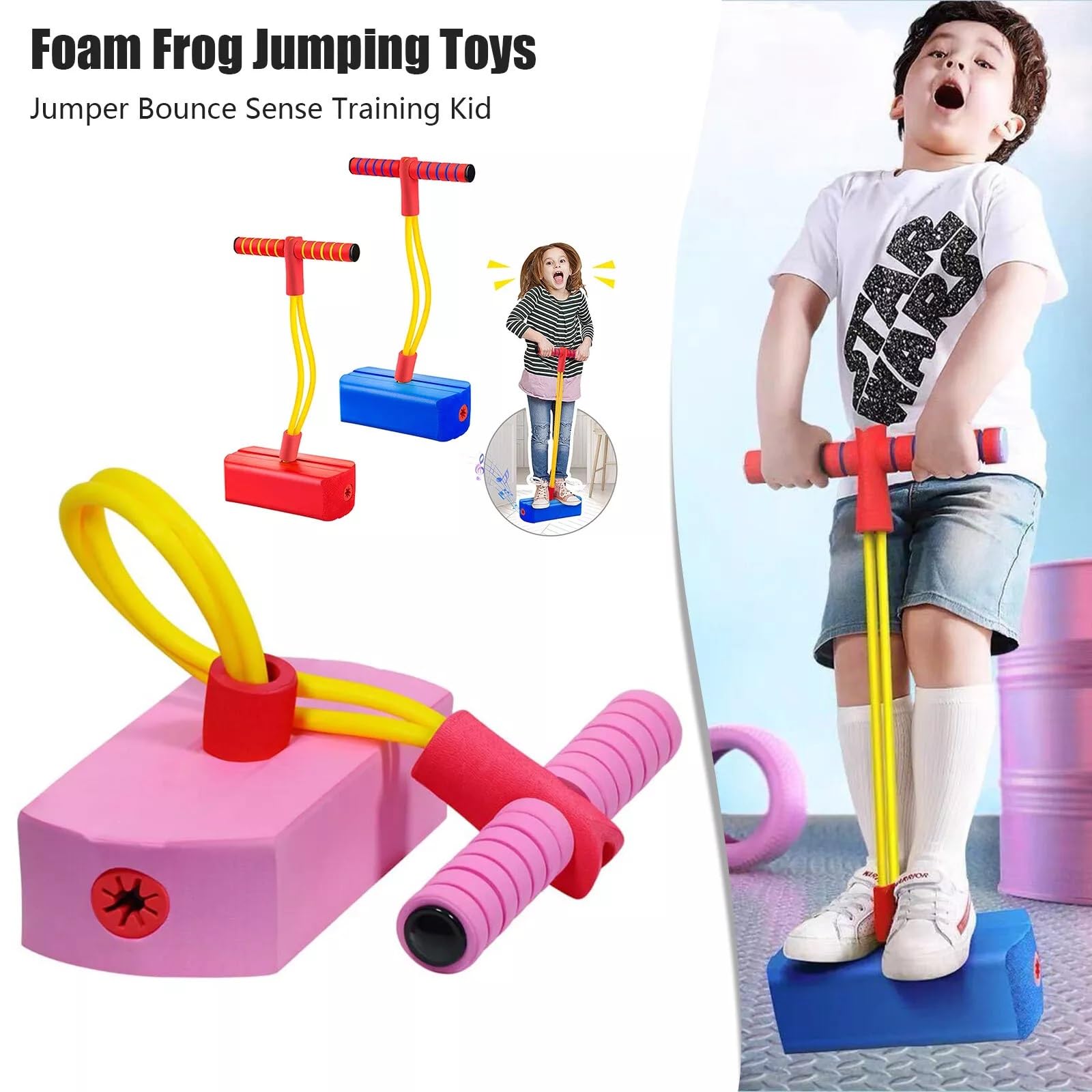 OLWICK Pogo Stick for Adults & Kids | Pogo Jumper for Kids with Balanced Design | Foam Pogo Jumper Workout Equipment for Indoor and Outdoor Use | Hopper Stick for Boys and Girls – Blue