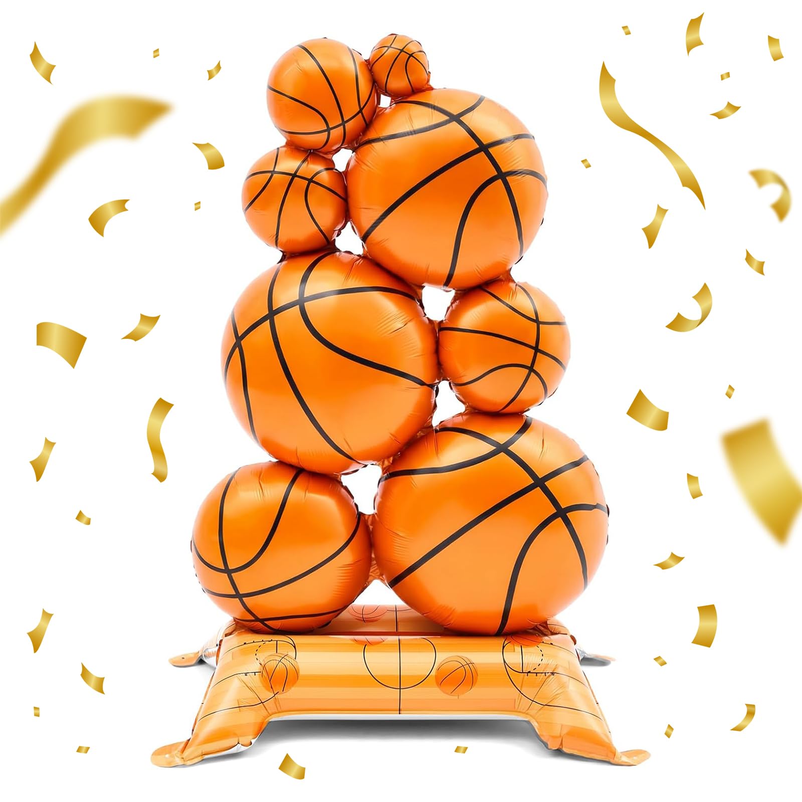 Photo 1 of 1 Pack Giant Standing Basketball Balloons, 3.5ft Self Standing Basketball Party Decorations with Base, No Helium Needed, Sports Theme Birthday Supplies for Boys Kids
