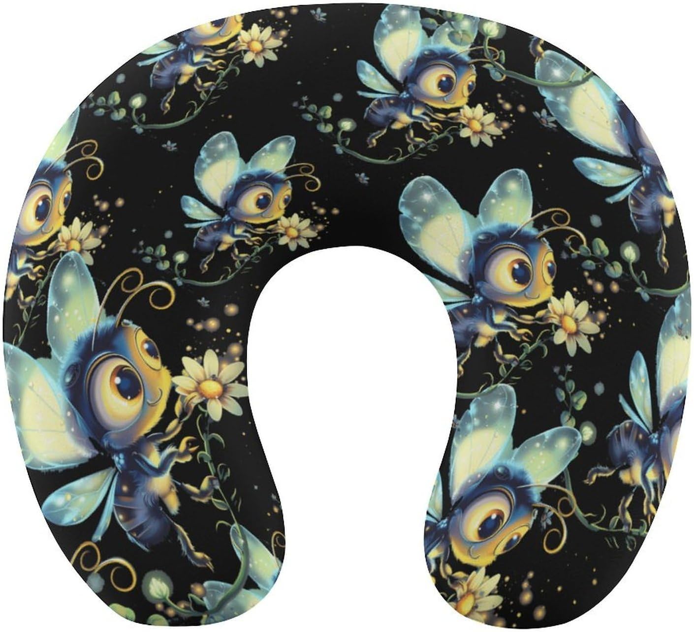 Funny Firefly Bugs Insects Travel Pillow U Shape Neck Pillow Washable Pillowcase for Sleeping Chair