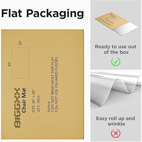 Miniatura 3 de Tapete para silla de oficina para alfombra, se entrega plano, 36 x 48 pulgadas con borde para silla de escritorio para suelos alfombrados, tapete de