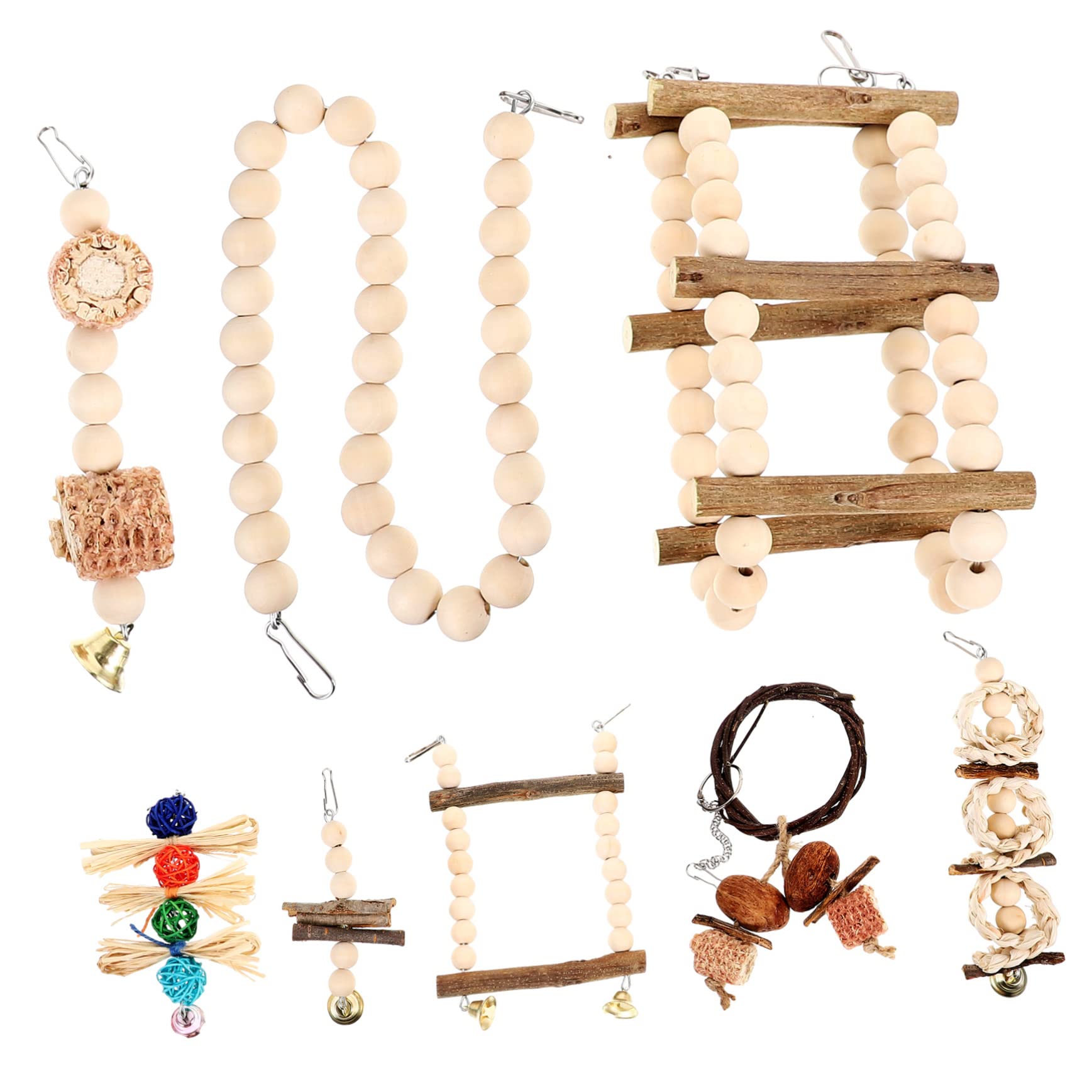 Luxshiny 1 set Giocattoli da Masticare per Pappagalli Accessori per Uccelli con Gancio Mobile per Cockatiel e Pappagalli Mantiene gli Uccelli e